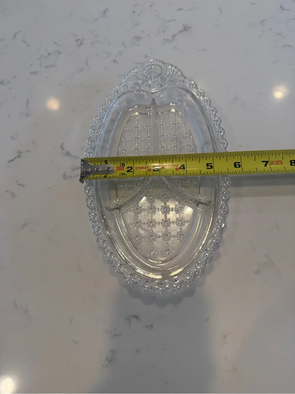 Divided Relish Dish Beaded vintage clear
